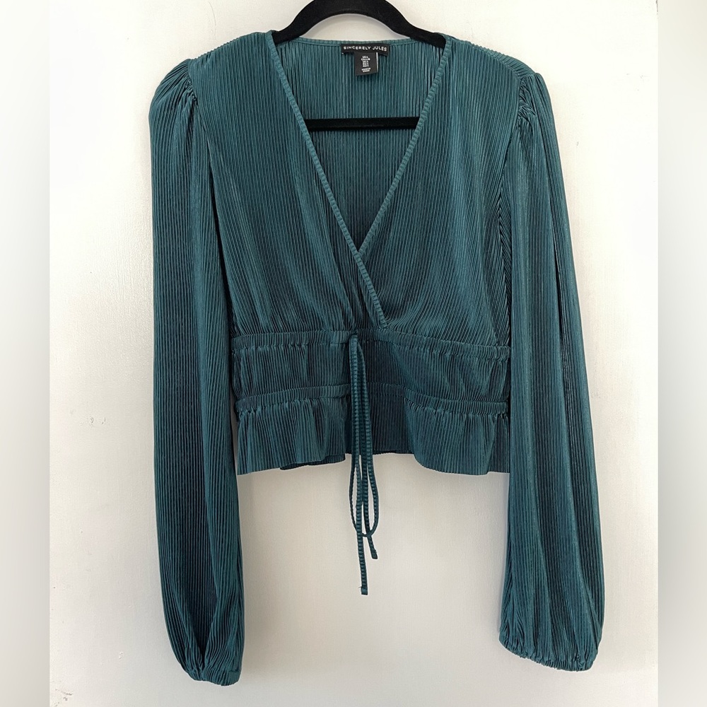 Turquoise Long-Sleeve Blouse